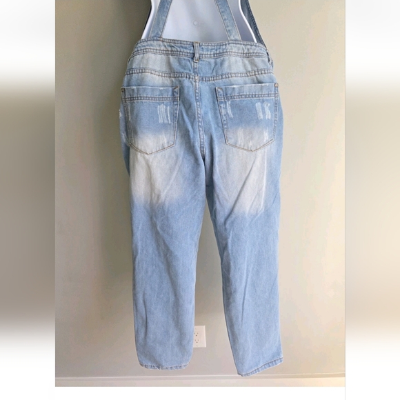 Ci Sono Womens Distressed Denim Overalls Size Small Light Wash Country Punk - Picture 4 of 11